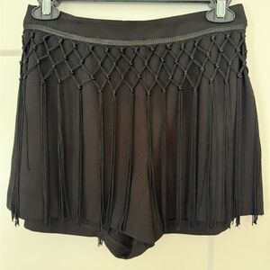 Astr Black Shorts with Fringe